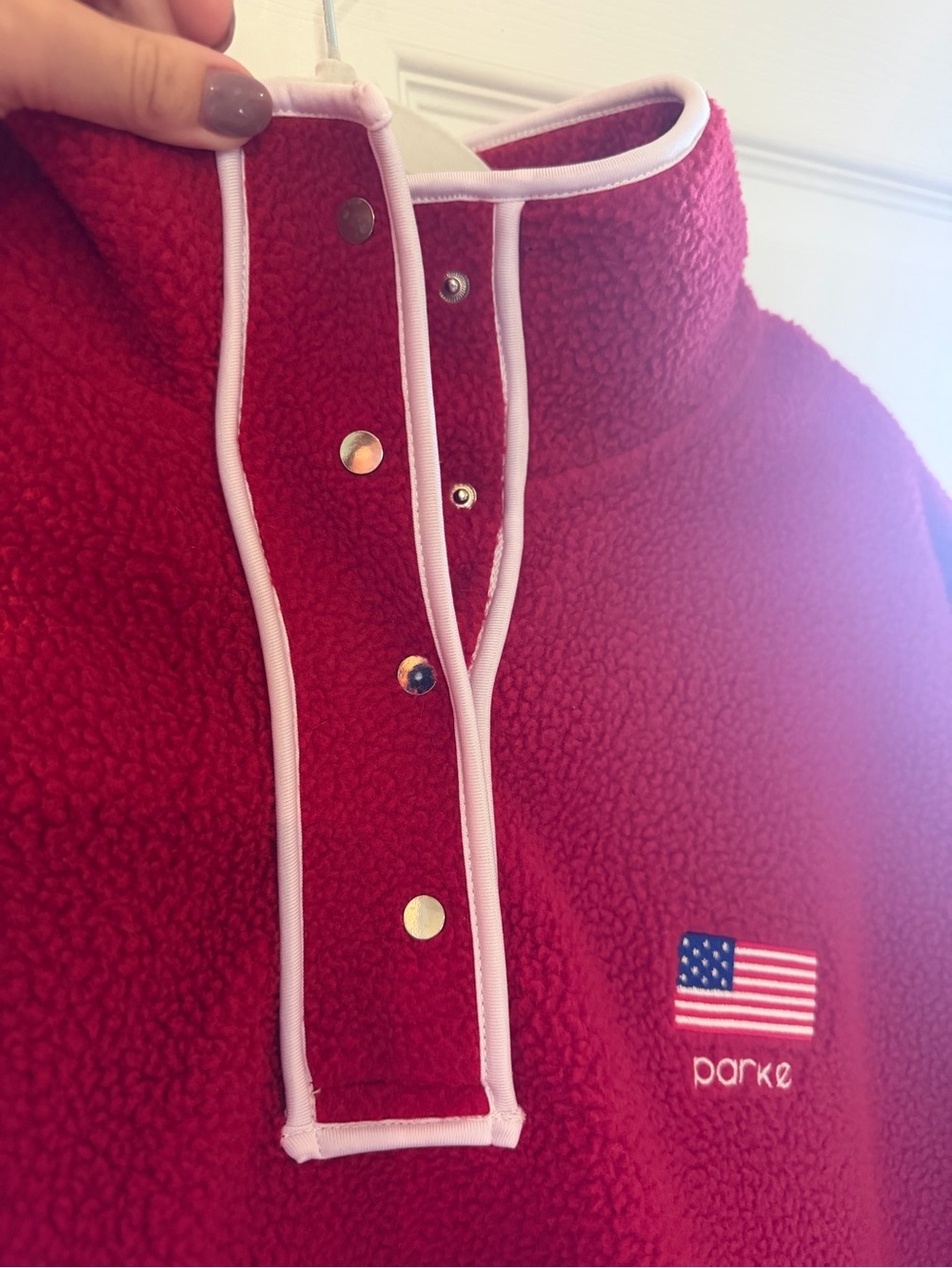 Parke Red Sherpa Snap-Front Pullover - Picture 4 of 6